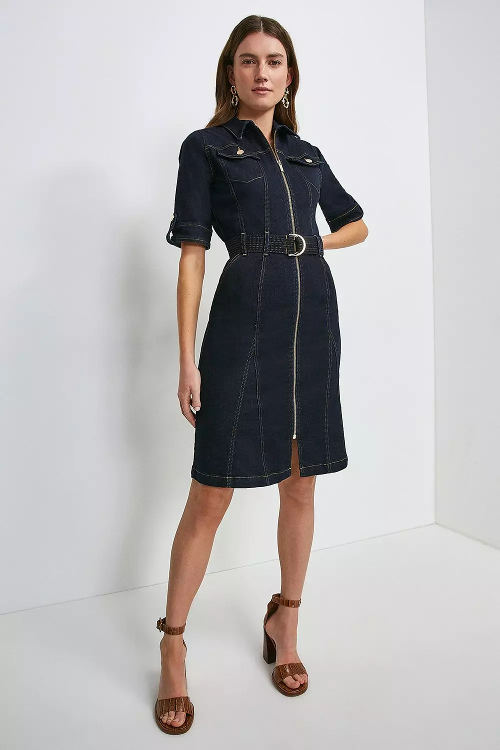 Black denim 2024 zip dress